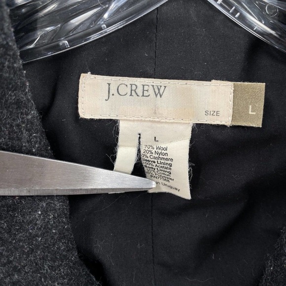 J Crew Wool Cashmere Pea Coat Womens LARGE Gray Jacket Double Breasted - Picture 8 of 10